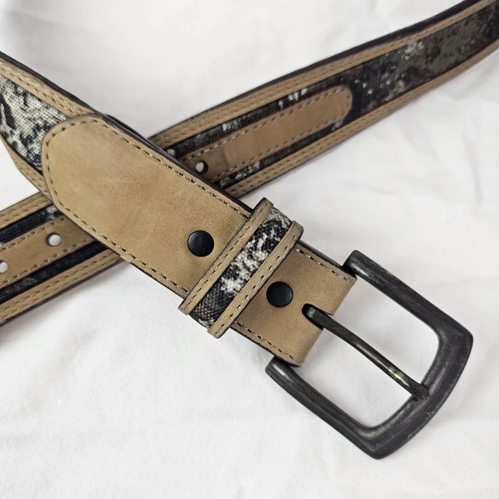 Tan and Camo Mens Leather Belt Size 44 Outdoor Hunting Casual Country